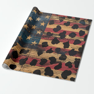 Papel De Regalo Bandera Americana Rústica Estampado de Leopardo (4