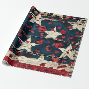 Papel De Regalo Bandera Americana Rústica Estampado de Leopardo (5