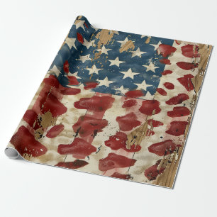 Papel De Regalo Bandera Americana Rústica Estampado Leopardo (6)