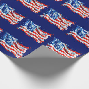 Papel De Regalo Bandera Americana USA Acuarela 4 de Julio
