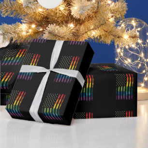 Papel De Regalo Bandera arcoíris deshilachada Pride USA América LG