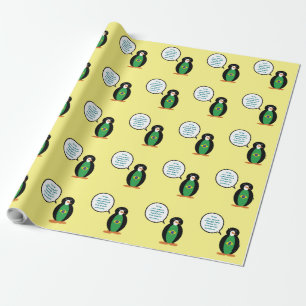 Papel De Regalo Bandera brasileña hablando Sra. Pingüino Personali
