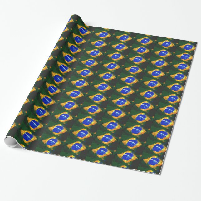 Papel De Regalo Bandera brasilera BR (Desenrollado)
