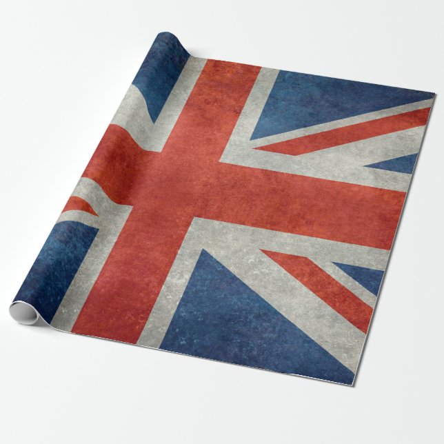 Papel De Regalo Bandera BRITÁNICA de Union Jack en texturas retras (Desenrollado)