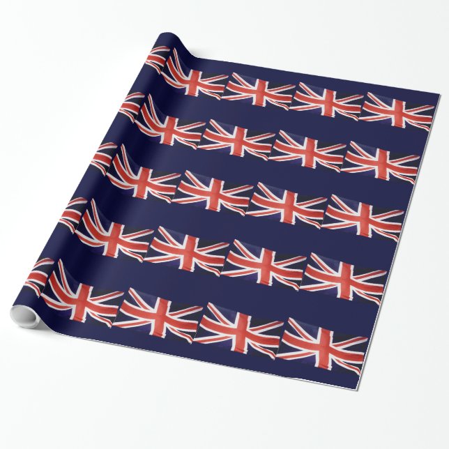 Papel De Regalo Bandera británica, Union Jack, diseño patriótico (Desenrollado)