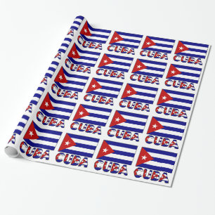 Papel De Regalo Bandera Cubana Azul Oscuro y Cuba