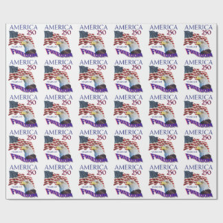 Papel De Regalo Bandera de América 250 Años de Libertad con Águila