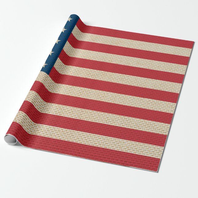 Papel De Regalo bandera de arpillera falsa de EE. UU. (Desenrollado)