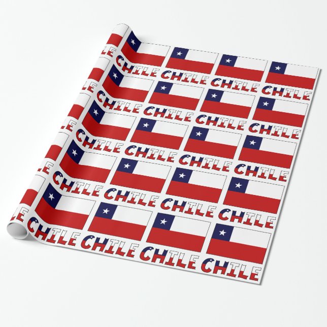 Papel De Regalo Bandera de Chile y Chile (Desenrollado)