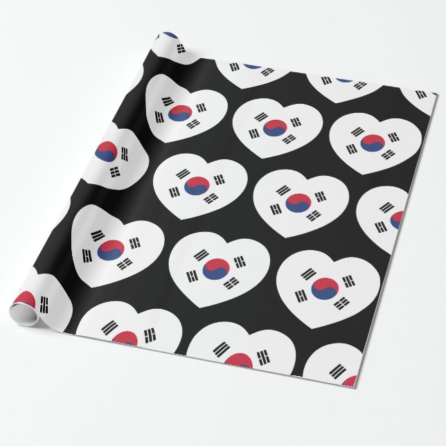 Papel De Regalo Bandera de Corea del Sur Corazón (Desenrollado)
