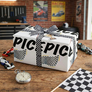 Papel De Regalo Bandera de cuadros de llegada épica de carreras