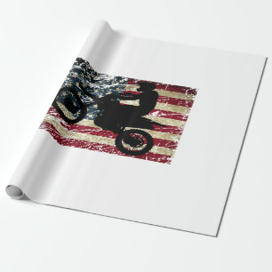Papel De Regalo Bandera de Dirt Bike Estados Unidos Camiseta Motoc