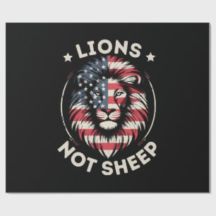 PAPEL DE REGALO BANDERA DE EE. UU., LEONES NO OVEJAS