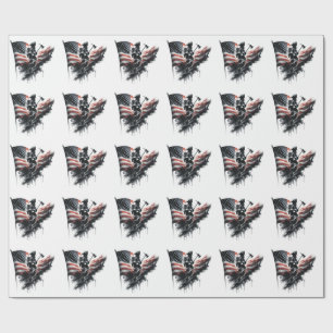 Papel De Regalo Bandera de Estados Unidos. Bombero