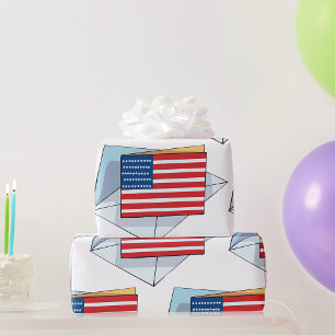 Papel De Regalo Bandera De Estados Unidos En Una Tarjeta