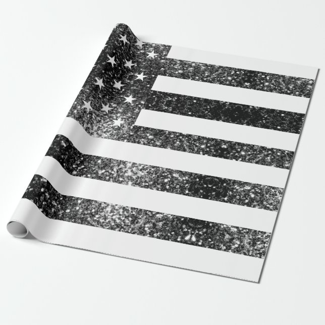 Papel De Regalo Bandera de Estados Unidos purpurinas de chispas bl (Desenrollado)