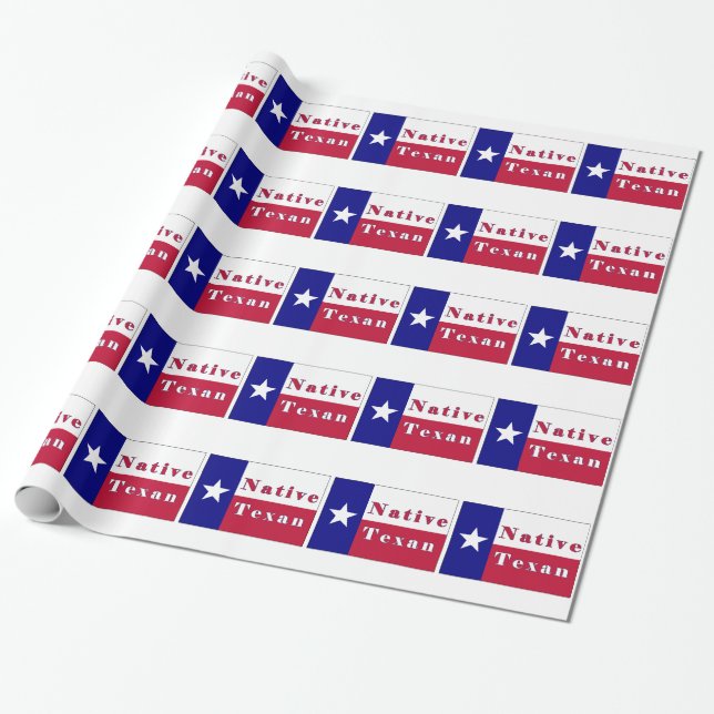 Papel De Regalo Bandera de estrella de solitario texana nativa (Desenrollado)