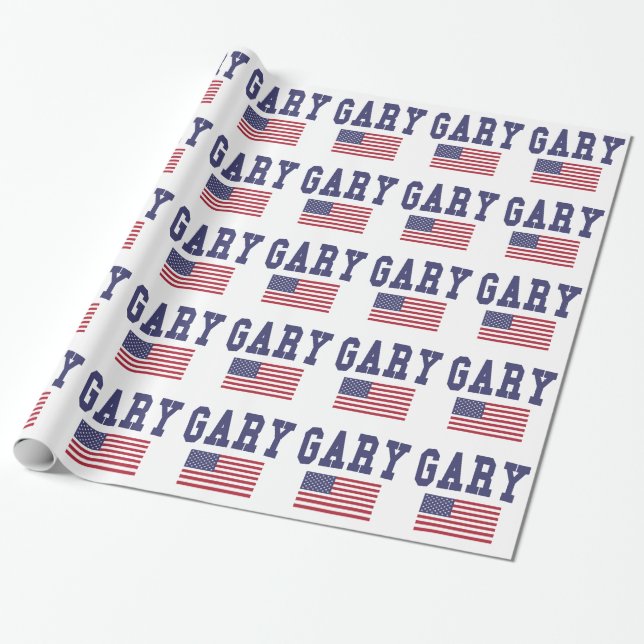 Papel De Regalo Bandera de Gary los E.E.U.U. (Desenrollado)