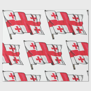 Papel De Regalo Bandera de Georgia ondeando roja y blanca con cinc
