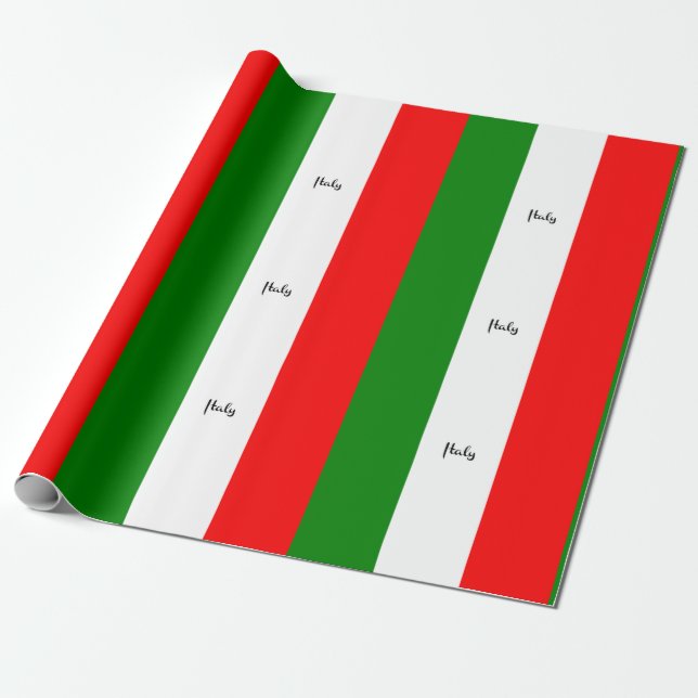 Papel De Regalo Bandera de Italia, etiquetada, (Desenrollado)