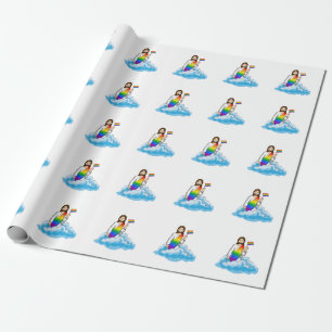 Papel De Regalo Bandera de Jesús Arcoíris