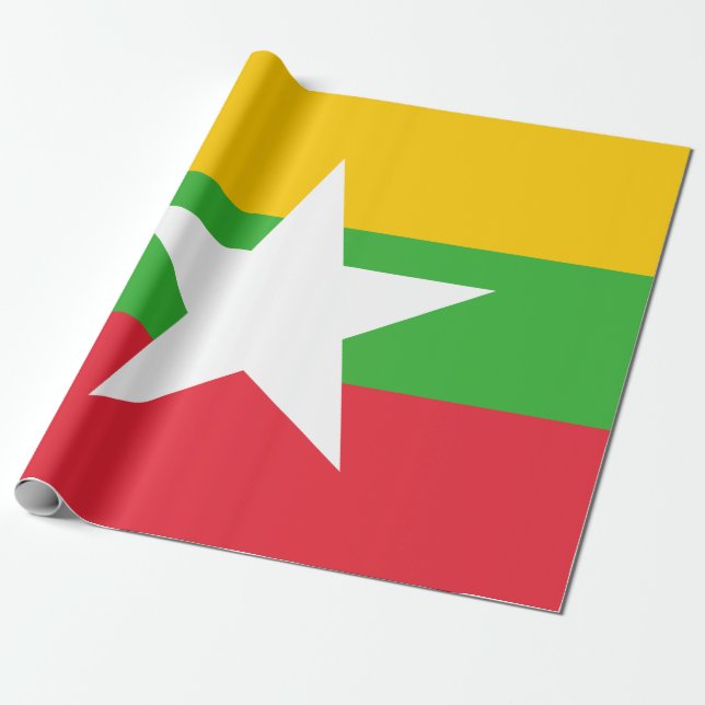 Papel De Regalo Bandera de Myanmar (Birmania) (Desenrollado)