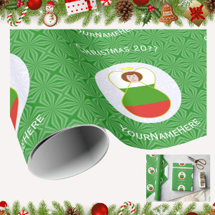 Papel De Regalo Bandera de Navidad Ángel búlgaro Personalizada 