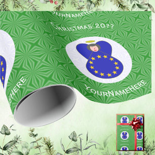 Papel De Regalo Bandera de Navidad Ángel de la Unión Europea Perso