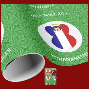 Papel De Regalo Bandera de Navidad de Ángel Francés Personalizada 
