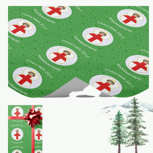 Papel De Regalo Bandera de Navidad personalizada de ángel inglés
