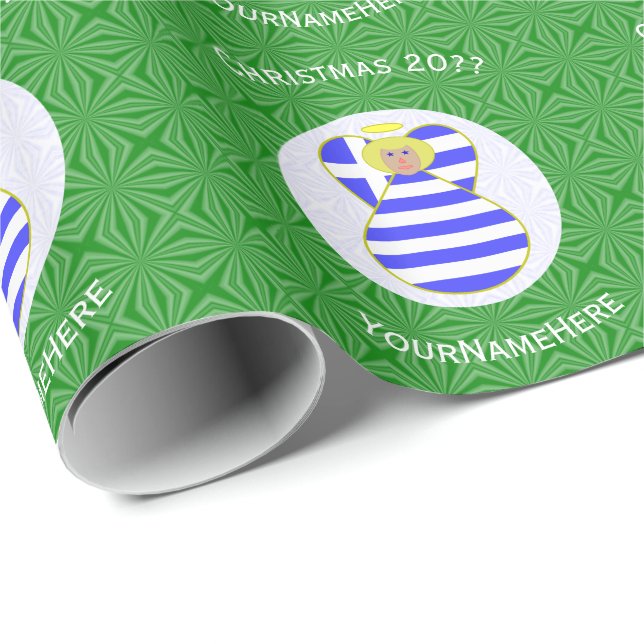 Papel De Regalo Bandera de Navidades griegos de ángel rubio person (Esquina del rollo)