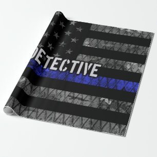 Papel De Regalo Bandera de peligro de la Línea Azul delgada