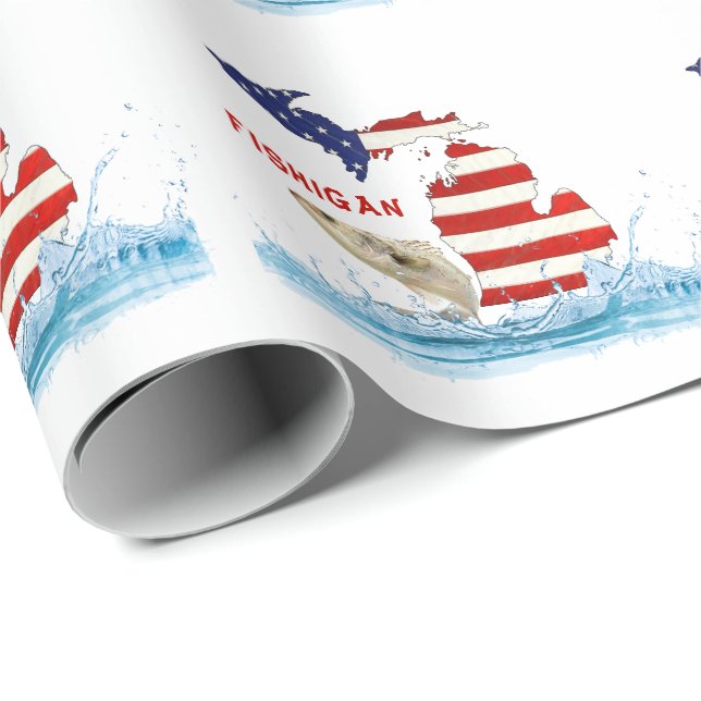 Papel De Regalo Bandera de pescadores con peces en el agua (Esquina del rollo)