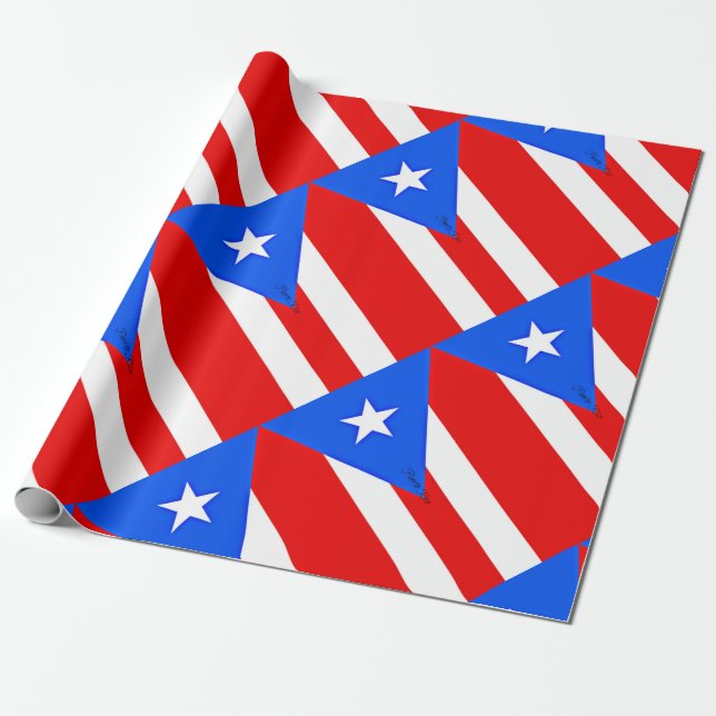 Papel De Regalo Bandera de Puerto Rico (Desenrollado)