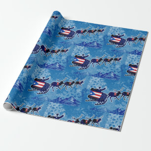 Papel De Regalo Bandera de Puerto Rico Navidades de trineo de Sant
