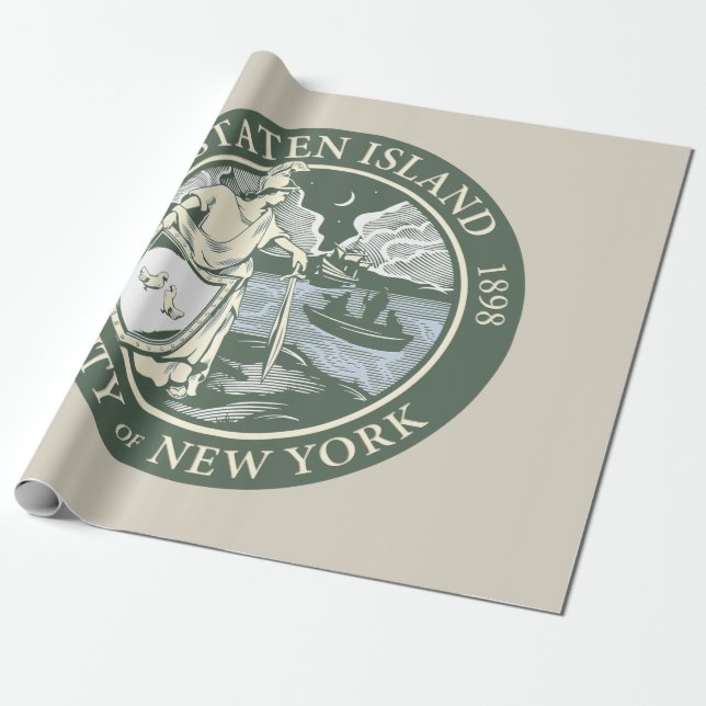 Papel De Regalo Bandera de Staten Island (municipio de Nueva York) (Desenrollado)