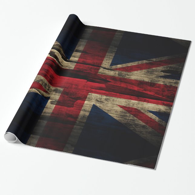 Papel De Regalo Bandera de Union Jack Británicos del Grunge (Desenrollado)