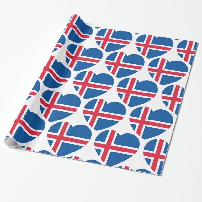 Papel De Regalo Bandera del Corazón de Islandia (Desenrollado)