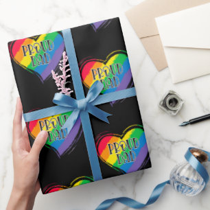 Papel De Regalo Bandera del Corazón del Arcoiris Orgulloso Papá Or