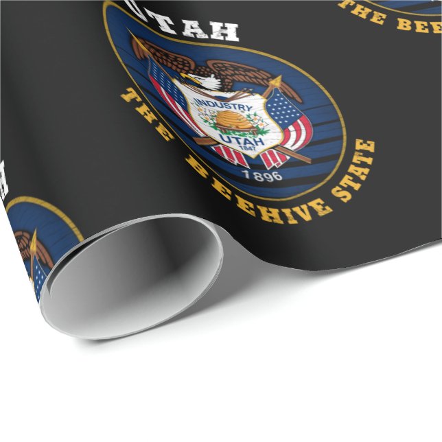PAPEL DE REGALO BANDERA DEL ESTADO DE AVISPA DE UTAH (Esquina del rollo)