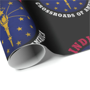 PAPEL DE REGALO BANDERA DEL ESTADO DE CRUCES DE INDIANA