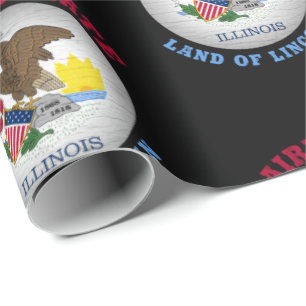 PAPEL DE REGALO BANDERA DEL ESTADO DE LA PRADERA DE ILLINOIS