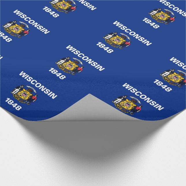 Papel De Regalo Bandera del estado de Wisconsin (Esquina)