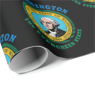 PAPEL DE REGALO BANDERA DEL ESTADO SIEMPRE VERDE DE WASHINGTON