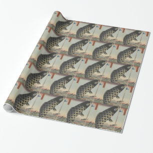 Papel De Regalo Bandera del Festival de Peces Koi Japoneses Hirosh