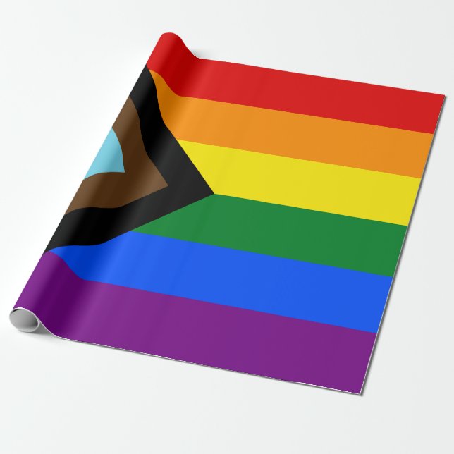 Papel De Regalo Bandera del Orgullo del Progreso LGBTQ+ (Desenrollado)