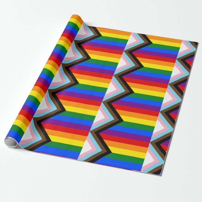 Papel De Regalo Bandera del Orgullo del Progreso LGBTQ+ (Desenrollado)