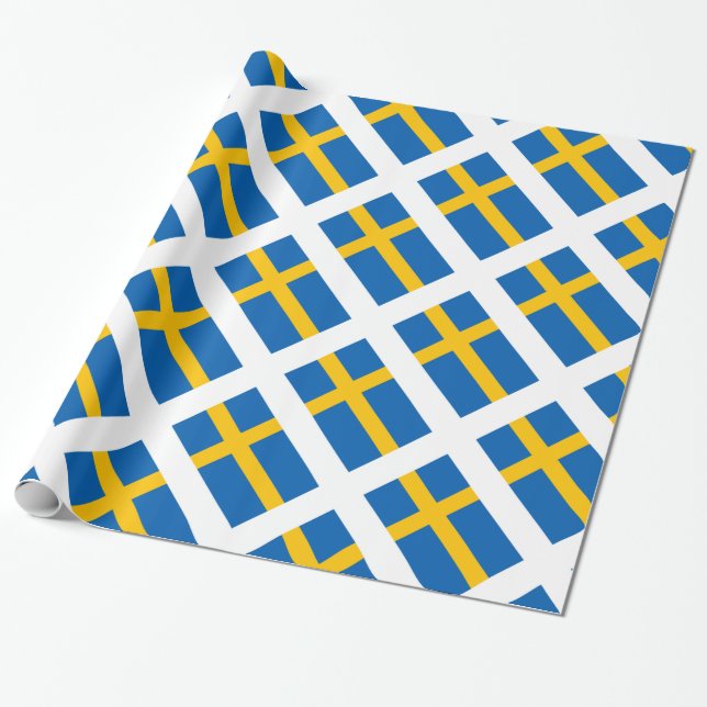 Papel De Regalo Bandera del sueco de Sverige Suecia (Desenrollado)