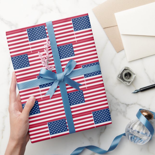 Papel De Regalo Bandera estadounidense borrosa (Regalar)