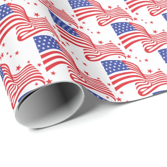 Papel De Regalo Bandera estadounidense con estrellas (Esquina del rollo)